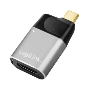   LogiLink USB 3.2 Gen2 Type-C adapter, C/M HDMI-A+USB-C, 4K, PD, alu, fekete/szürke (CUA0203)