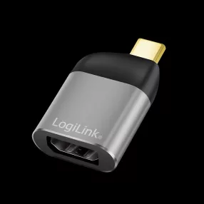   Logilink USB 3.2 Gen2 Type-C adapter, USB-C/M-DP/F, 8K, alu, fekete/szürke (CUA0204)