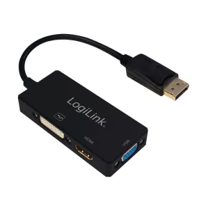   LogiLink DisplayPort adapter, DP/M   HDMI-A+DVI+VGA, 4K/30 Hz, 0,1 m (CV0109)