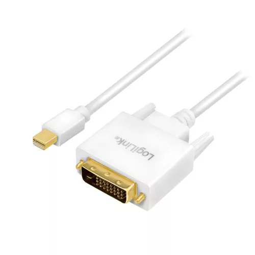 Logilink DisplayPort kábel, mDP/M   DVI/M, 1080p, fehér, 3 m (CV0138)