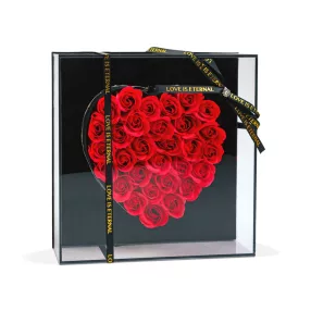   DA01202 Műrózsák szívalakban díszdobozban - LED-es - 29 x 29 x 6,2 cm