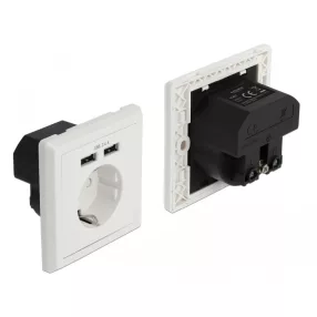   Delock 2,4 A-s fali csatlakozó (konnektor) 2 x A-típusú USB töltő porttal (DL-11471)