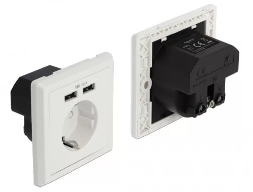 Delock 2,4 A-s fali csatlakozó (konnektor) 2 x A-típusú USB töltő porttal (DL-11471)