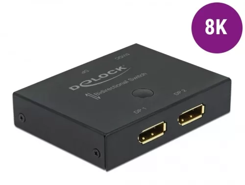 Delock DisplayPort 2 - 1 kapcsoló kétirányú 8K 30 Hz (DL-11478)
