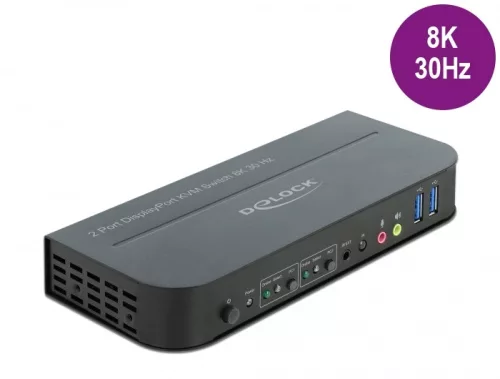Delock DisplayPort 1.4 KVM switch 8K 30 Hz USB 3.0-vel és audióval (DL-11482)