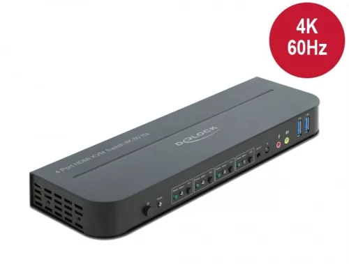 Delock HDMI KVM switch 4K 60 Hz USB 3.0-vel és audióval (DL-11483)