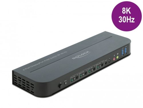 Delock DisplayPort 1.4 KVM switch 8K 30 Hz USB 3.0-vel és audióval