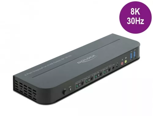 Delock DisplayPort 1.4 KVM switch 8K 30 Hz USB 3.0-vel és audióval (DL-11484)