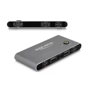   Delock USB-C -s KVM kapcsoló HDMI-hez 8K 60 Hz USB 2.0 csatlakozó felülettel (DL-11486)