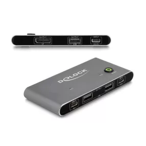   Delock USB-C -s KVM kapcsoló DisplayPort-hez 8K 30 Hz USB 2.0 csatlakozó felülettel (DL-11487)
