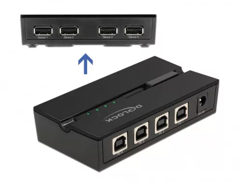 Delock USB 2.0 kapcsoló 4 személyi számítógép - 4 eszköz (DL-11494)