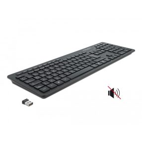   Delock NÉMET Vezetéknélküli USB klaviatúra 2,4 GHz Fekete - Néma (DL-12004)