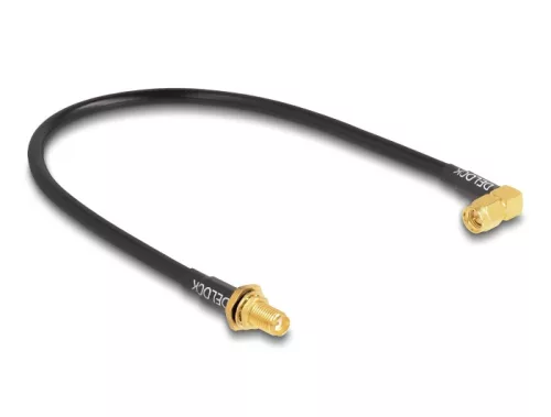 Delock Antennakábel fröccsenésbiztos SMA anya válaszfal SMA apához, 90 , RG-58, 30 cm (DL-12110)