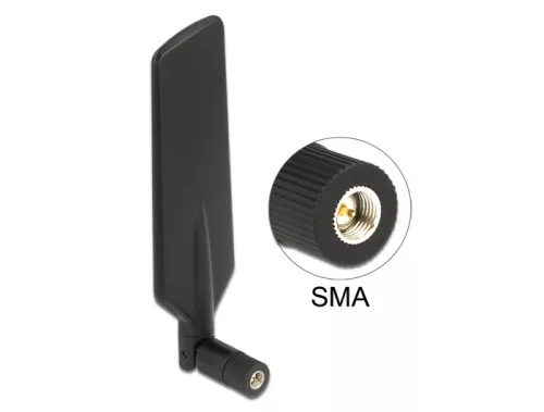 DELOCK LTE WLAN kétsávos antenna SMA 1 - 4 dBi mindenirányú - forgatható, hajlítható fekete (DL-12408)