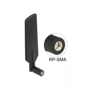   DELOCK LTE WLAN kétsávos antenna RP-SMA 1 ~ 4 dBi mindenirányú - forgatható, hajlítható fekete (DL-12409)
