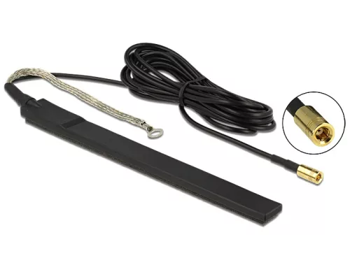 DELOCK DAB+ antenna SMB dugó 23 dBi aktív mindenirányú öntapadós rögzítővel kültéri - fekete (DL-12411)