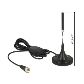   DELOCK DAB+ antenna F dugó 21 dBi aktív mindenirányú mágneses talpú fix - fekete (DL-12413)