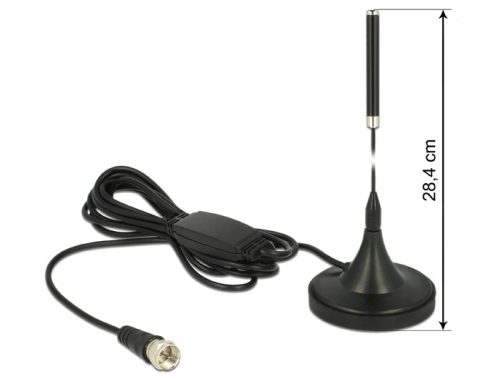DELOCK DAB+ antenna F dugó 21 dBi aktív mindenirányú mágneses talpú fix - fekete