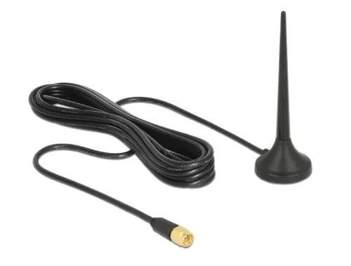 Delock LTE / GSM / UMTS antenna SMA-dugó 3 dBi irányítatlan, rögzített, mágneses talppal és csatlako (DL-12416)