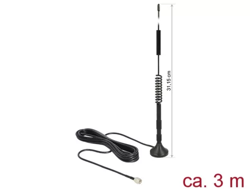 Delock LTE antenna SMA-dugó 5 dBi irányítatlan, rögzített, mágneses talppal és csatlakozókábellel (R (DL-12417)