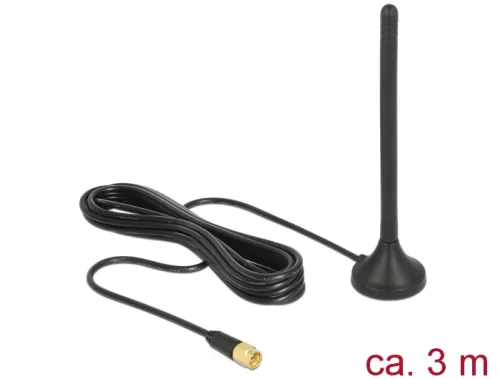 Delock LTE / GSM / UMTS antenna SMA-dugó 2,5 dBi irányítatlan, rögzített, mágneses talppal és csatla (DL-12419)