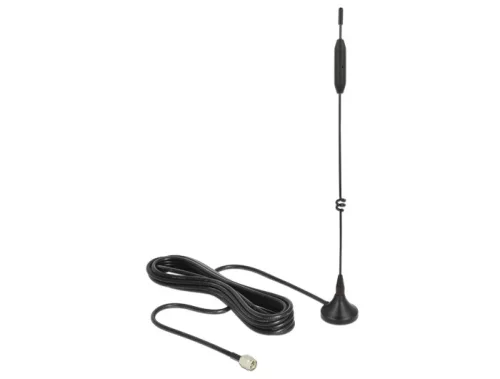 Delock LTE / GSM / UMTS antenna SMA-dugó 2-4 dBi irányítatlan, mágneses talppal és csatlakozókábelle (DL-12420)