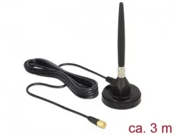 Delock GSM antenna SMA-dugó 3 dBi irányítatlan, rögzített, mágneses talppal és csatlakozókábellel (R (DL-12421)