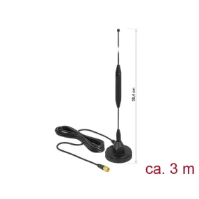   Delock GSM antenna SMA-dugó 3,5 dBi irányítatlan, rögzített, mágneses talppal és csatlakozókábellel (DL-12423)