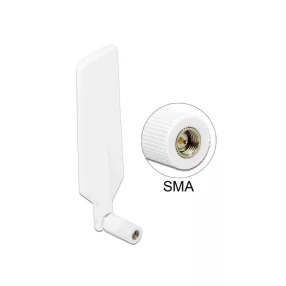   Delock LTE WLAN Dual Band antenna SMA 1 ~ 4 dBi minden irányú, forgatható, rugalmas csuklóval fehér (DL-12430)