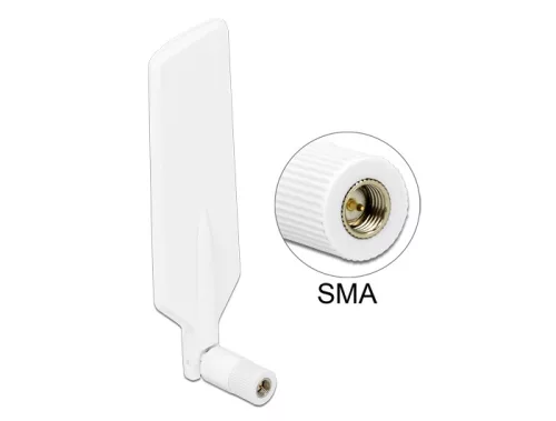 Delock LTE WLAN Dual Band antenna SMA 1 ~ 4 dBi minden irányú, forgatható, rugalmas csuklóval fehér (DL-12430)