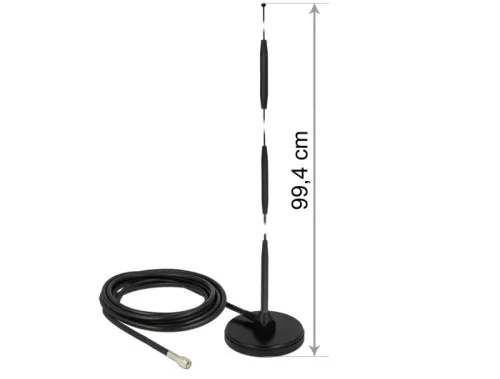 Delock GSM antenna SMA-dugó 7 dBi irányítatlan, rögzített, mágneses talppal és csatlakozókábellel (R (DL-12432)