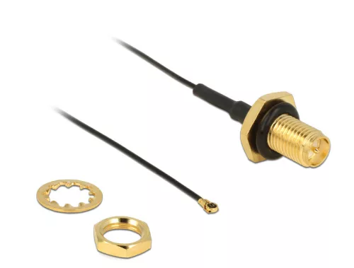 Delock RP-SMA Jack Bulkhead antenna kábel > MHF IV / HSC MXHP32 kompatibilis dugó 200 mm (DL-12460)