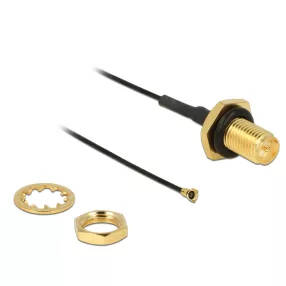   Delock Antennakábel RP-SMA Jack Bulkhead > MHF IV /HSC MXHP32 kompatibilis dugó 100 mm 0,81 menettel (DL-12464)