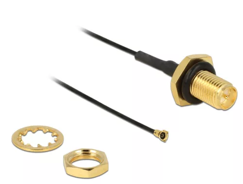 Delock Antennakábel RP-SMA Jack Bulkhead > MHF IV /HSC MXHP32 kompatibilis dugó 100 mm 0,81 menettel (DL-12464)