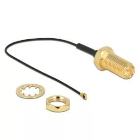   Delock Antennakábel RP-SMA Jack Bulkhead > MHF IV/ HSC MXHP32 kompatibilis dugó 100 mm 0,81 menettel (DL-12465)