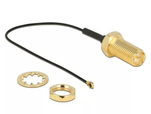 Delock Antennakábel RP-SMA Jack Bulkhead > MHF IV/ HSC MXHP32 kompatibilis dugó 100 mm 0,81 menettel (DL-12465)