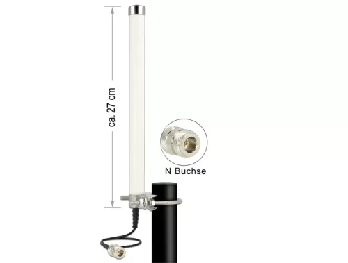Delock LTE /GSM /UMTS antenna N csatlakozó 2 - 6,5 dBi minden irányú fix pólusra szerelhető fehér (DL-12491)