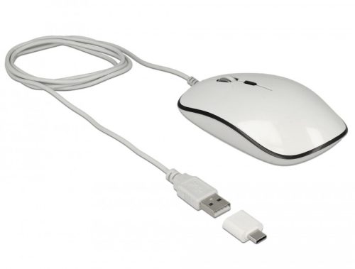 Delock Optikai 4 gombos USB A-típusú + USB Type-C  asztali egér