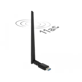   Delock USB 3.0-s, kétsávos WLAN ac/a/b/g/n adapter, 867 + 300 Mbps, külso antennával (DL-12535)