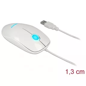   Delock Optika LED-es egér 3 gombos, A-típusú USB, fehér színu (DL-12537)
