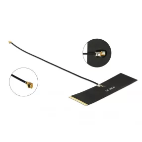   Delock TETRA 430 - 470 MHz Antenna, MHF  I csatlakozódugó, 0 dBi, 15 cm-es NYÁK-lap, fekete, öntapad (DL-12539)