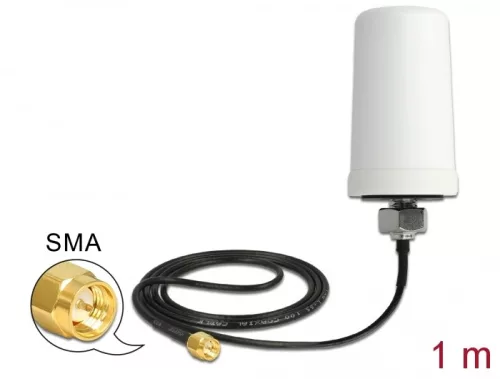 Delock LTE antenna N-dugó 1,7 - 2,0 dBi ULA100 1 m irányítatlan, rögzített, kültéri, fehér (DL-12545)