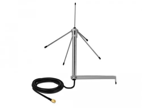 Delock 433 MHz Antenna SMA-dugó 3 dBi mindenirányban rögzítheto, csatlakozó kábellel (RG-58, 3 m), f (DL-12565)