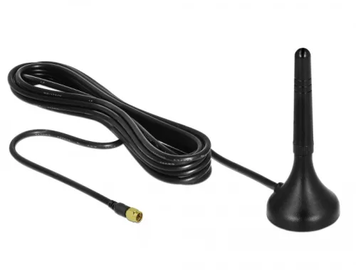Delock LTE antenna SMA-dugó 1 - 2 dBi irányítatlan, rögzített, mágneses talppal és csatlakozókábelle (DL-12583)