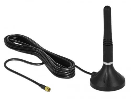 Delock LTE antenna SMA-dugó 2 - 3 dBi 11 cm irányítatlan, rögzített, mágneses talppal és csatlakozók (DL-12585)