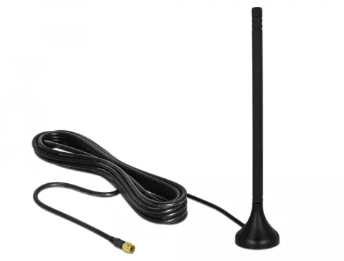 Delock LTE antenna SMA-dugó 3 - 5 dBi 12,5 cm irányítatlan, rögzített, mágneses talppal és csatlakoz (DL-12588)