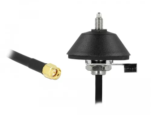 Delock Antenna talapzat M6 csatlakozó kábellel RG-58 C/U 3 m SMA dugóval fekete (DL-12589)