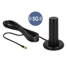   Delock 5G LTE antenna SMA-dugó 0 - 3 dBi irányítatlan, rögzített, mágneses talppal és csatlakozókábe (DL-12590)