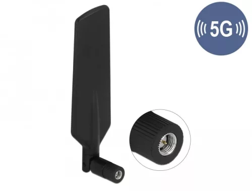 Delock 5G LTE antenna SMA-dugó -1 - 3 dBi mindenirányú, elforgatható, dönthető csatlakozással (feket (DL-12606)
