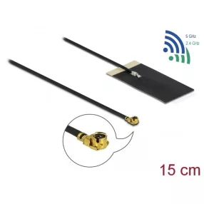   Delock WLAN 802.11 ac/ax/a/h/b/g/n Antenna, MHF  I csatlakozódugó, 2,7 - 3,0 dBi, 1.13 15 cm-es NYÁK (DL-12611)